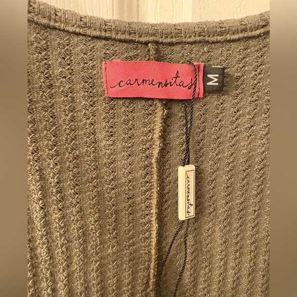 Carmensitas NWT cotton blend green textured dress ruffle top size medium straps - Picture 3 of 9